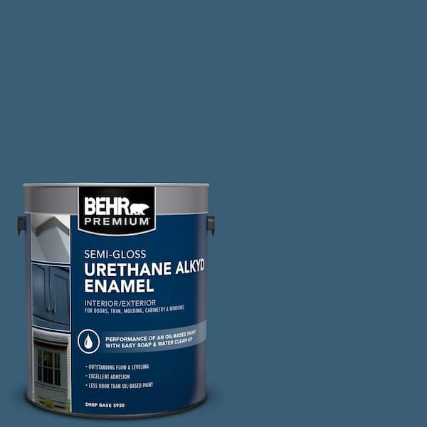 BEHR PREMIUM 1 gal. #S490-7 Superior Blue Urethane Alkyd Semi-Gloss Enamel Interior/Exterior Paint