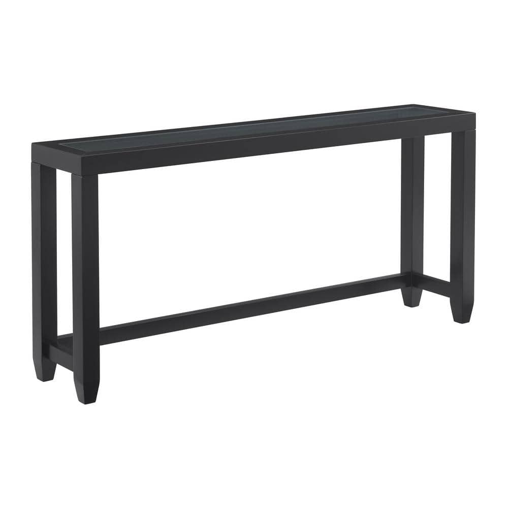 Sandberg Furniture Sable 66 in. Black Rectangle Glass Top Sofa Console
