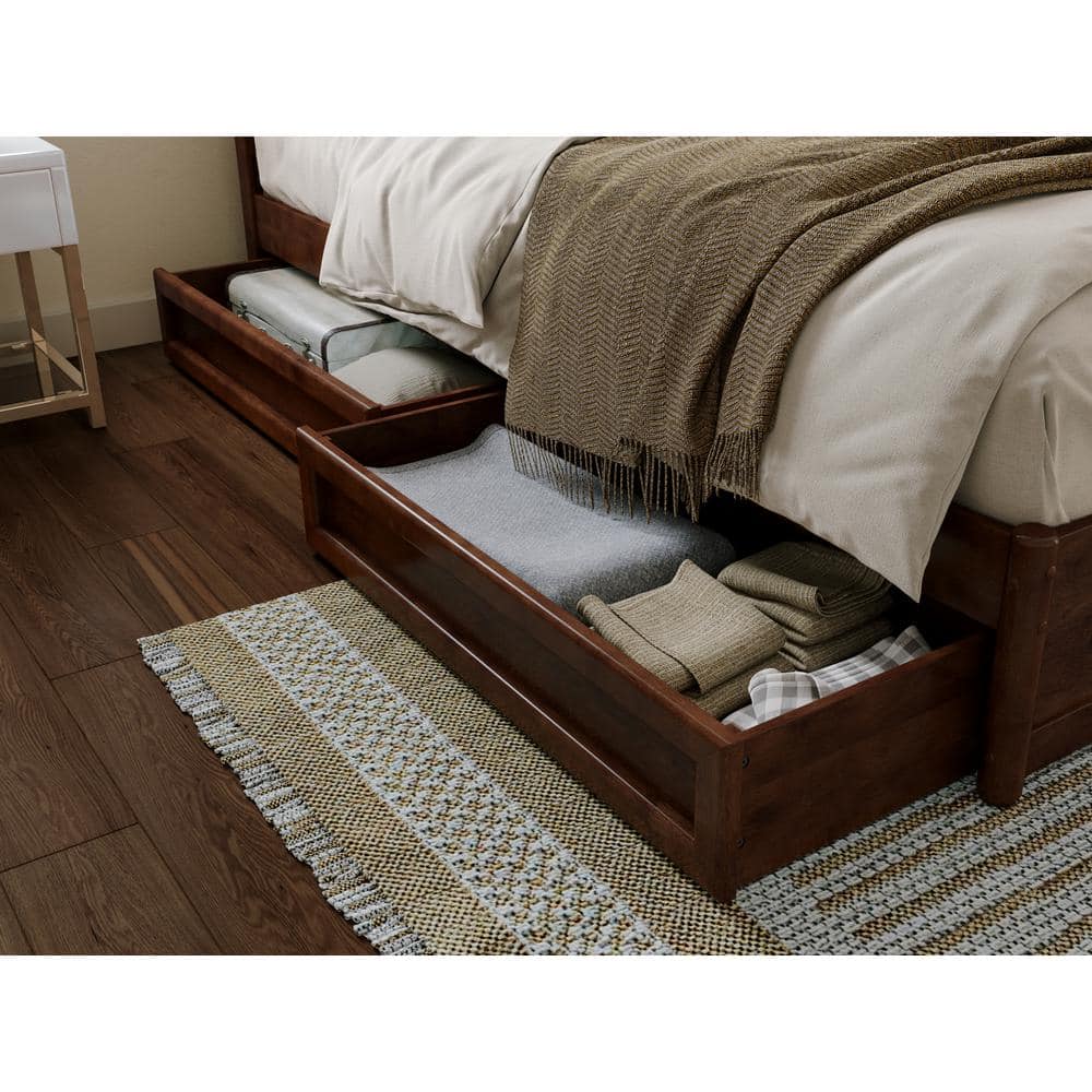 Casanova Dark Walnut King Wood Platform Bed with Storage Drawers