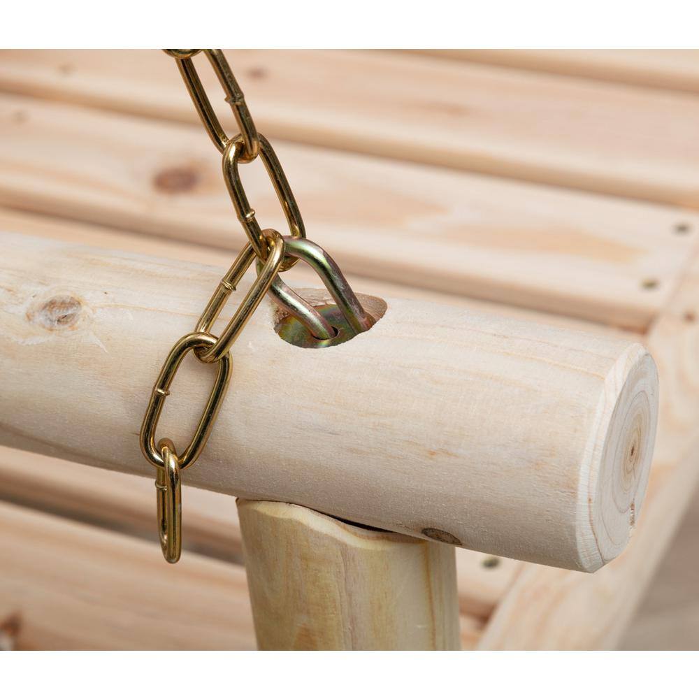 Unfinished Natural Wood 4-Foot 2-Seater Porch Swing with Chains