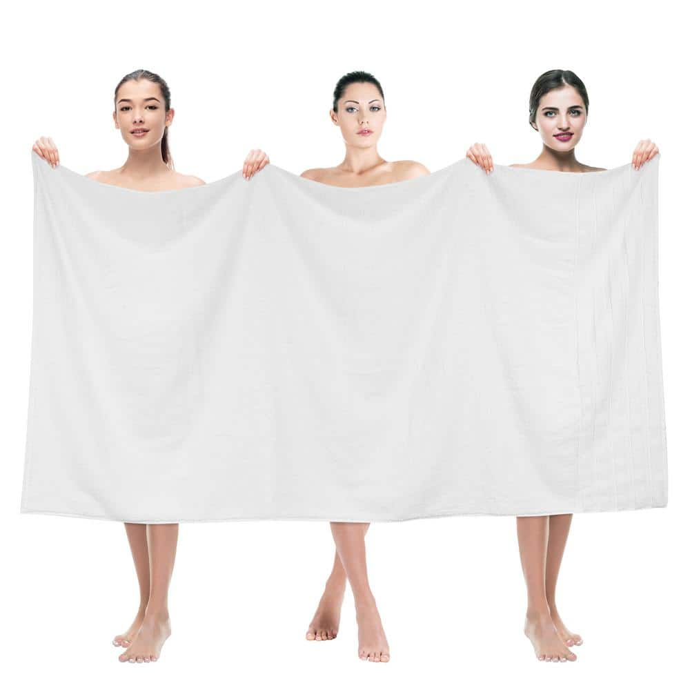 American Soft Linen Jumbo Large Bath Towels, 100% Turkish Cotton 35 in 70 in, Bath Towel Sheets for Bathroom, White Bath Sheet