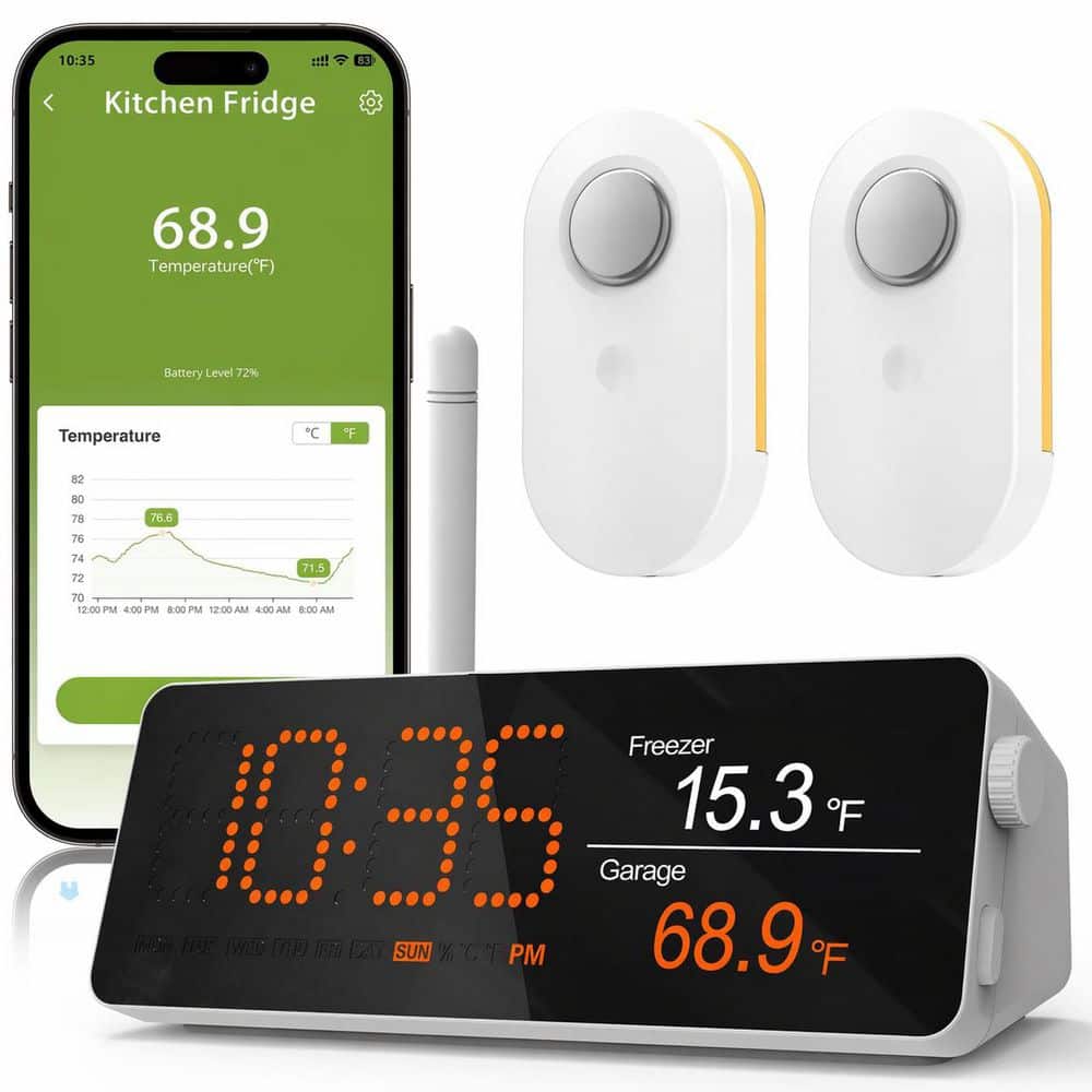 White Electronic Plastic Digital Thermometer Freezer Alarm Kitchen Monitor Waterproof App Email Alert price history on PriceWatchPro