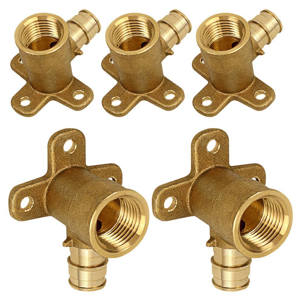 Efield 5-Pack 3/4" PEX X 3/4" Male NPT Brass Crimp Elbow Adapter Fittings (Lead-Free)