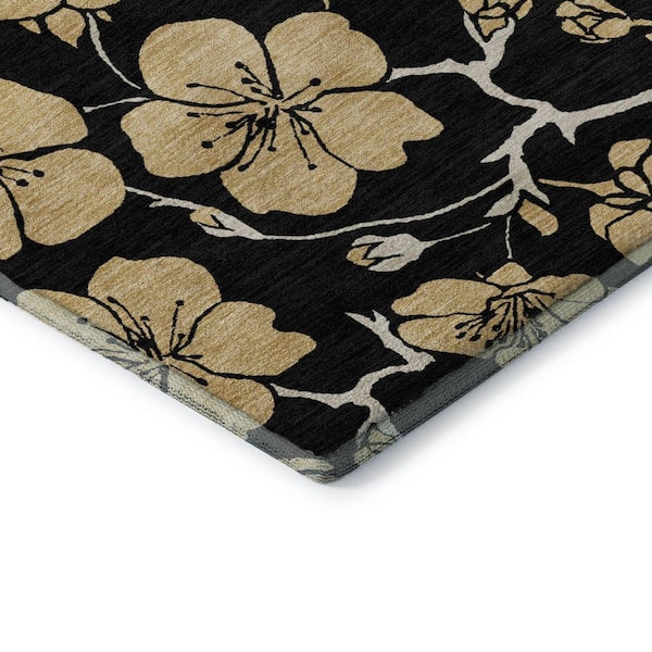 Mayfield Premium Machine Washable Abstract AMF1034 Black 5 ft. x 7 ft. 6 in. Area Rug