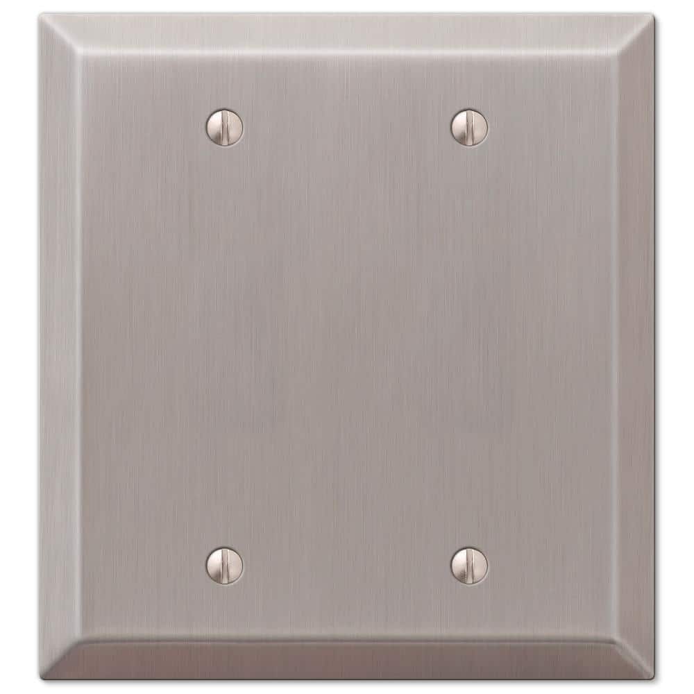Brushed Nickel Double Blank Steel Wall Plate