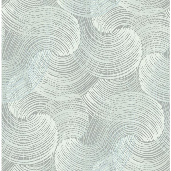 SCOTT LIVING Karson Teal Swirling Geometric Teal Paper Strippable Roll (Covers 56.4 sq. ft.)
