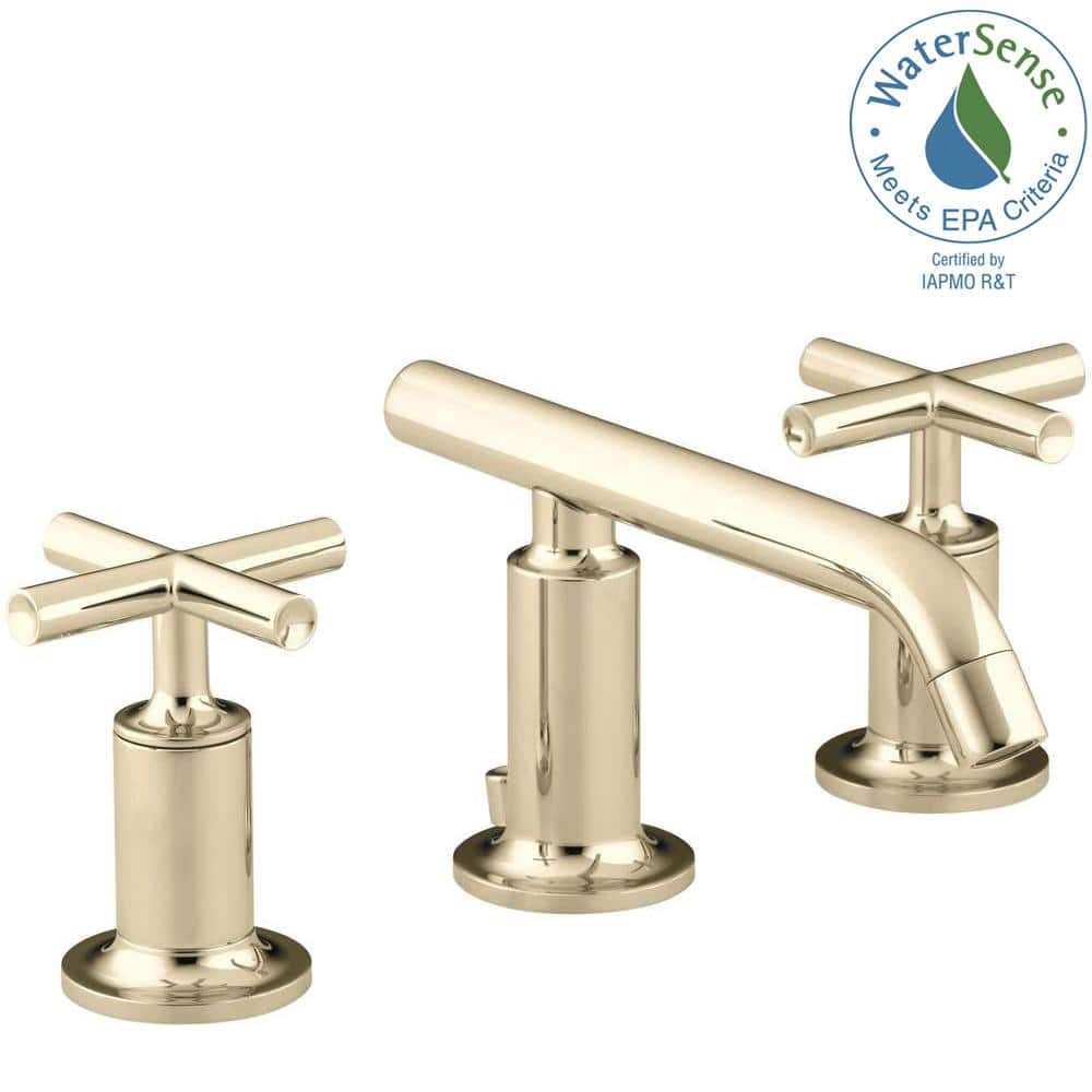 Purist 8 in. Widespread 2-Handle Low-Arc Bathroom Faucet in Vibrant French Gold with Low Cross Handles price history on PriceWatchPro