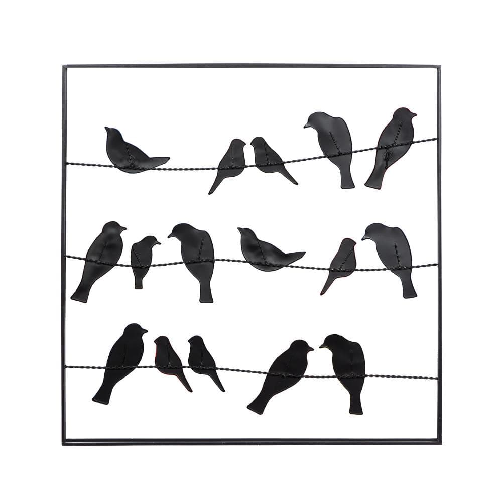 Multi-Colored Metal Bird Wall Decor with Black Frame