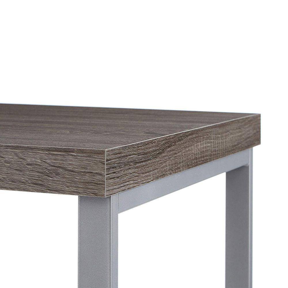 Weathered Gray Modern Office Desk with File Storage