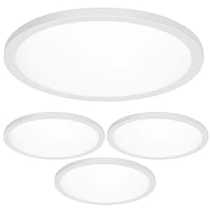 7.5 in. 10.5-Watt Integrated LED Flush Mount White Round Dimmable Flat Panel Ceiling with Color Change 5CCT (4-Pack)