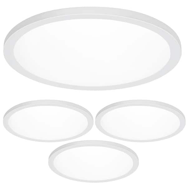 Feit Electric 7.5 in. 10.5-Watt Integrated LED Flush Mount White Round Dimmable Flat Panel Ceiling with Color Change 5CCT (4-Pack)