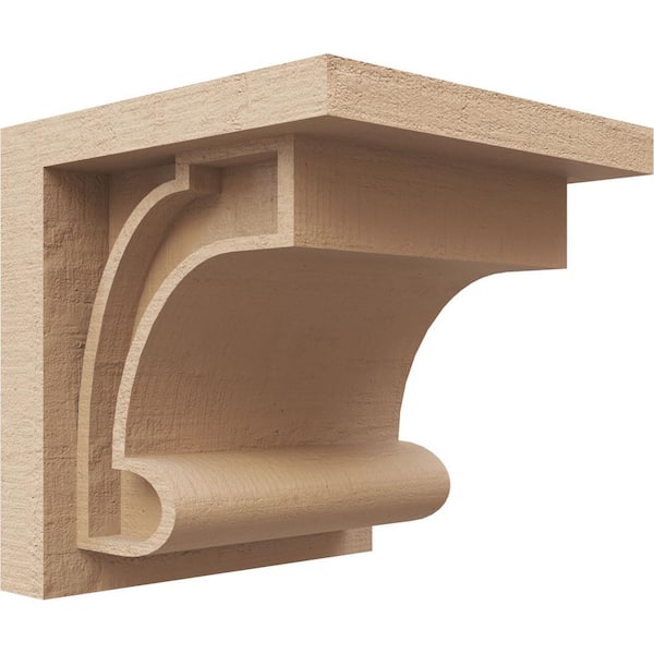 Ekena Millwork 6 in. x 6 in. x 6 in. Wide Alma Rough Cedar Woodgrain TimberThane Corbel, Primed Tan