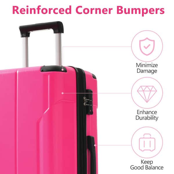 Merax 3 Bags 3-Piece Rose Red Expandable ABS Hardshell