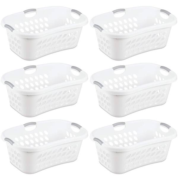 Laundry Basket Clothes Washing Hamper Large White Plastic Carry Linen Bin 6 Pack 