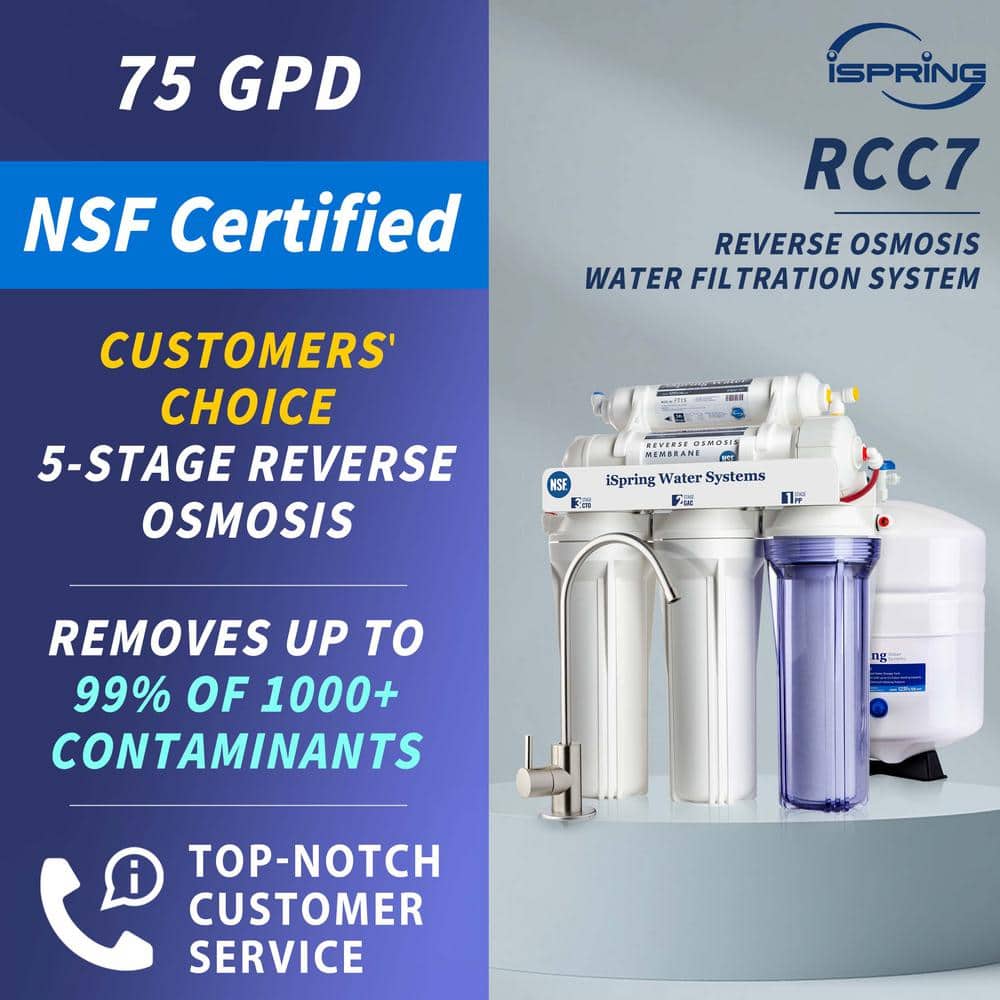High Capacity White and Blue 5-Stage Reverse Osmosis Water Filtration System