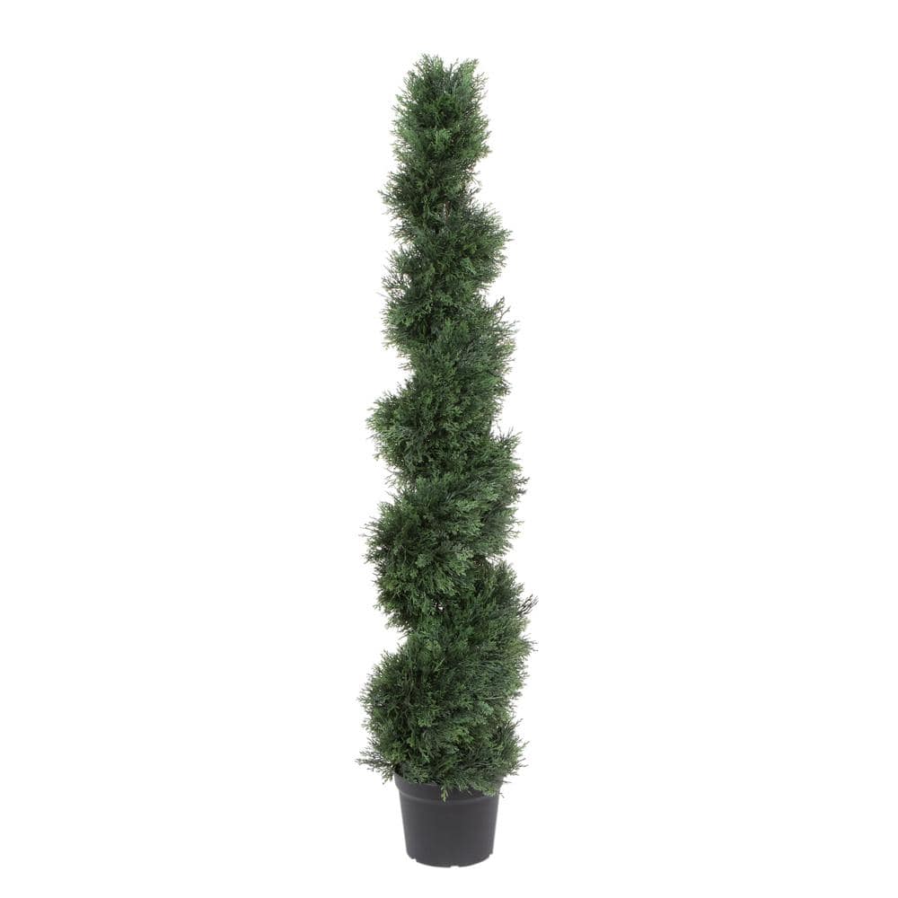 Vickerman 5 ft. Green Artificial Cedar Spiral Everyday Tree in Pot ...