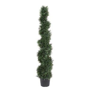 5 ft. Green Artificial Cedar Spiral Everyday Tree in Pot