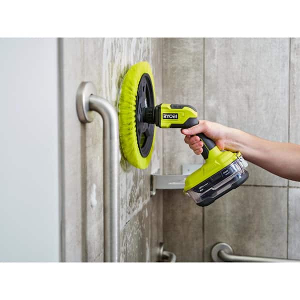 RYOBI ONE+ 18V Soap Dispensing Scrubber & Compact Power Scrubber Kit w/2Ah Battery, Charger & USB Lithium Compact Scrubber Kit