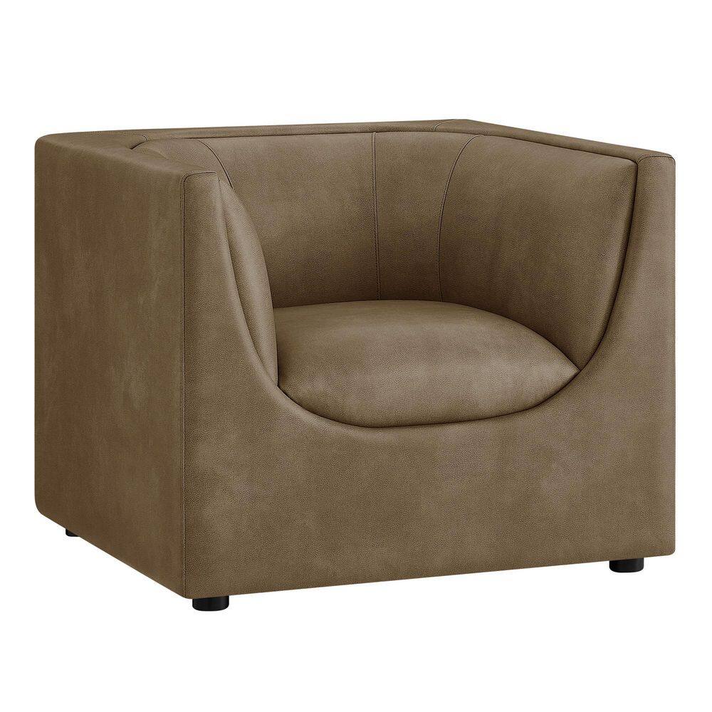 Hilda Modern Curved Back Faux Leather Armchair in Mushroom – Vegan Leather Upholstered Accent Chair price history on PriceWatchPro