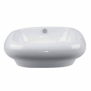 Mushroom Bathroom Sink 23 in. Square White Ceramic Countertop Vessel Sink