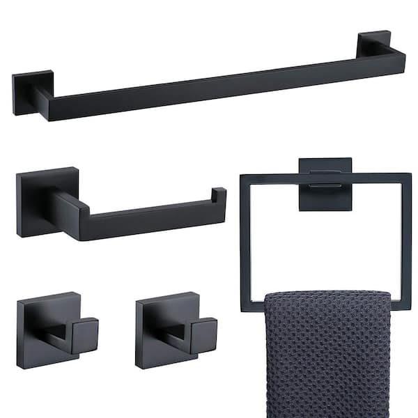 Satico 5 -Piece Bath Hardware Set with Mounting Hardware in Matte Black