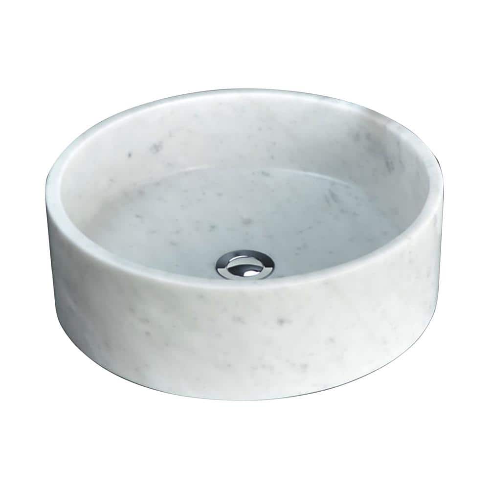 Carrera White Stone Circular Bathroom Sink 15.75"