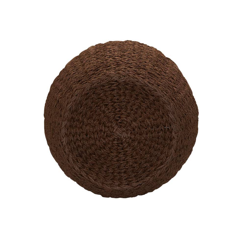 Brown Paper Rope Woven Round Storage Basket Side Table