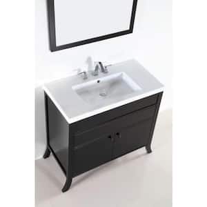 Loleta II 36 in. W x 19 in. D x 35 in. H Single Vanity in Espresso with Ceramic Vanity Top in White with White Basin