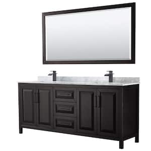 80 in. W x 22 in. D x 35.75 in. H Double Bath Vanity in Dark Espresso with White Carrara Marble Top and 70 in. Mirror