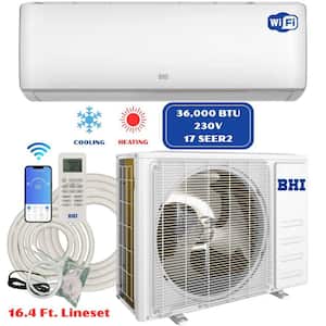36,000 BTU 230-Volt 17 SEER2 1800 sq. ft. Inverter Wifi Ductless Mini Split Air Conditioner w/Heat Pump 16.4 ft. Lineset