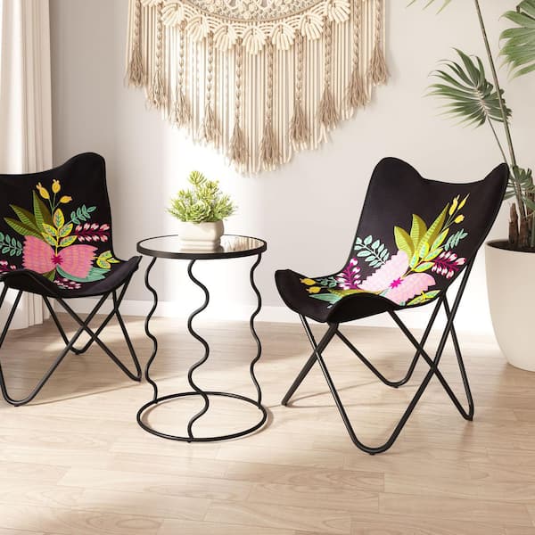 Bastia 17.9 in. W Black 24.0 in. H Round Glass End Table