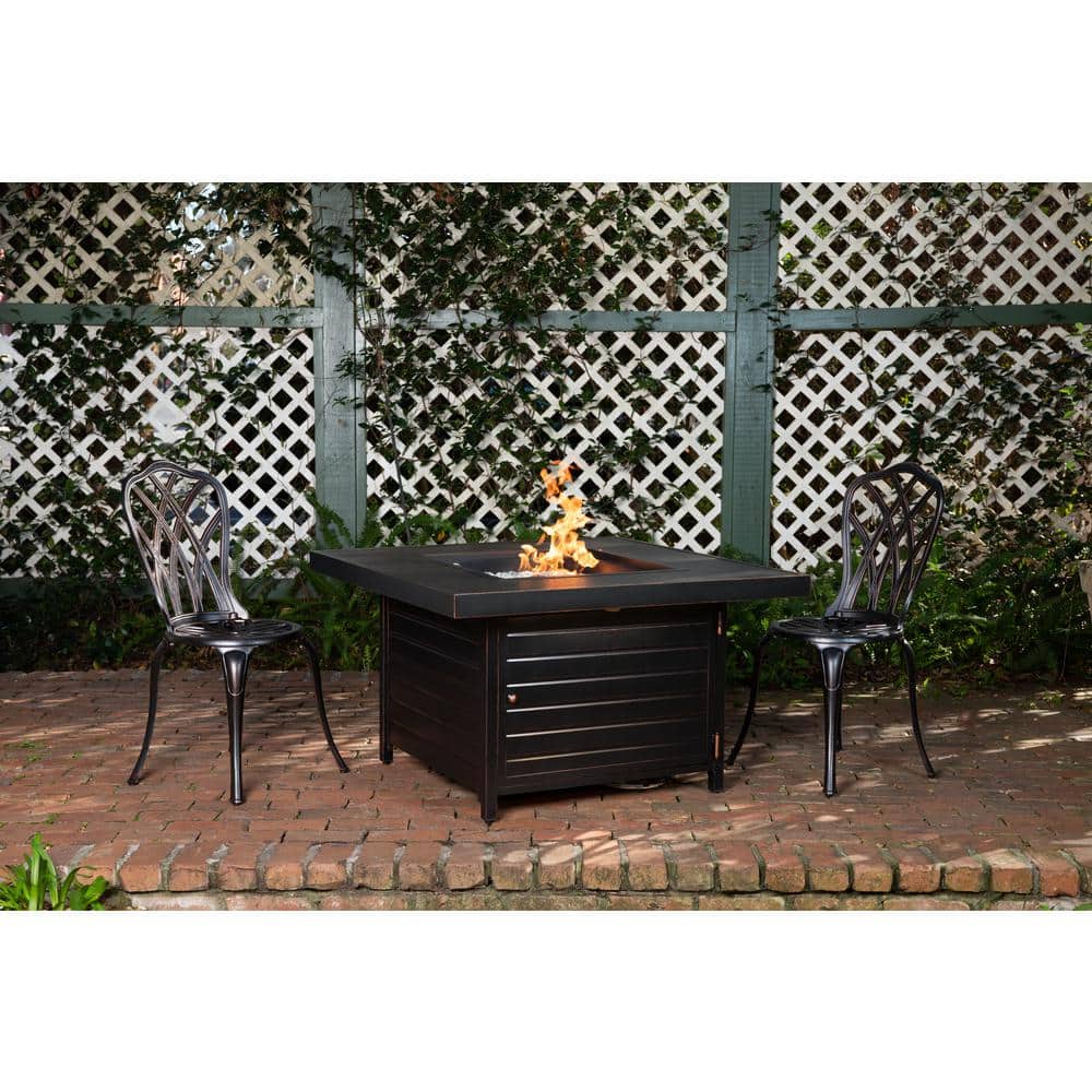 Antique Bronze Square Aluminum Gas Fire Pit Table
