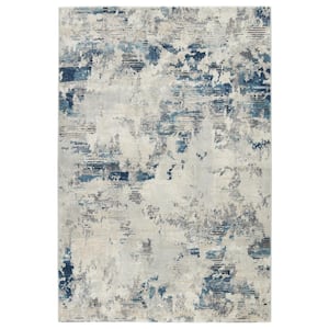 Louna Blue/Light Gray 4 ft. x 6 ft. Abstract Rectangle Area Rug