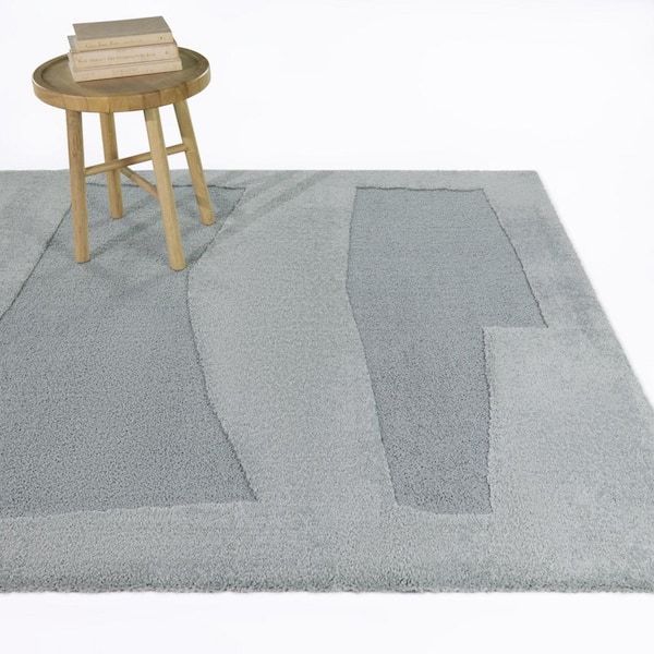 Rebek Teal 7 ft. 10 in. x 10 ft. Abstract Color Block Area Rug