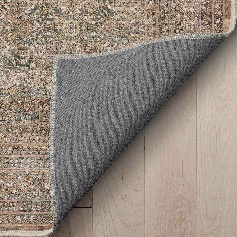 Asha Juliette Beige and Red Chenille Runner Rug