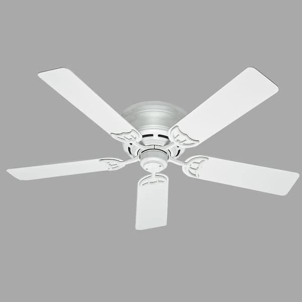 Hunter Low Profile III 52 in. Indoor White Ceiling Fan Bundled with Hunter Handheld Remote Control