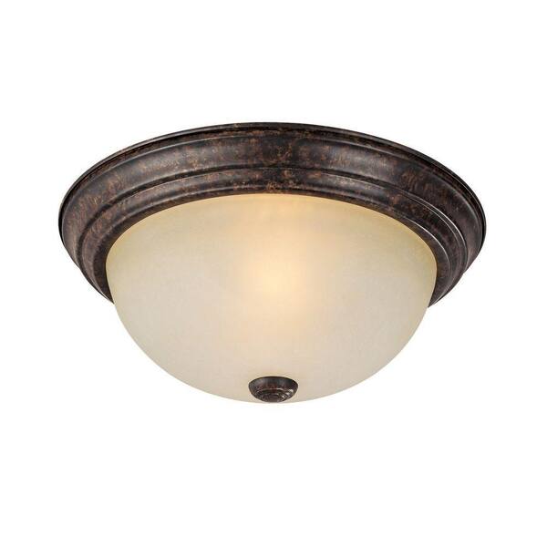 Filament Design 3-Light 7 in. Chesterfield Brown Flushmount with Mist Scavo Glass Shade