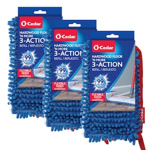 Hardwood Floor N More 3-Action Mop Head Replacements, Machine Washable Microfiber Refills (3-Pack)