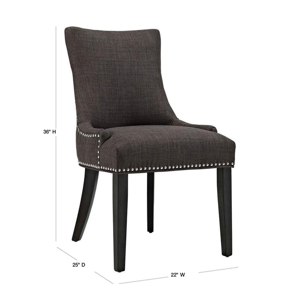 Regal Hourglass Brown Leather Parsons Side Chair with Nailhead Trim