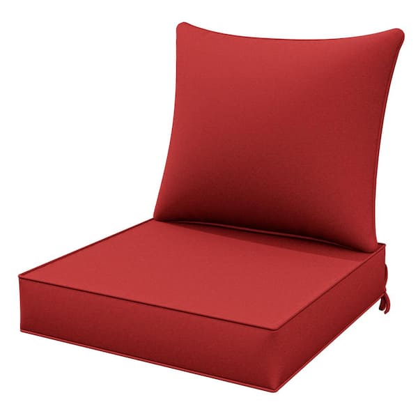 WNP 19 in. x 19 in. x 4 in. Square Outdoor Deep Seating Cushion Set Seat and Back Cushion for Chair and Sofa Red