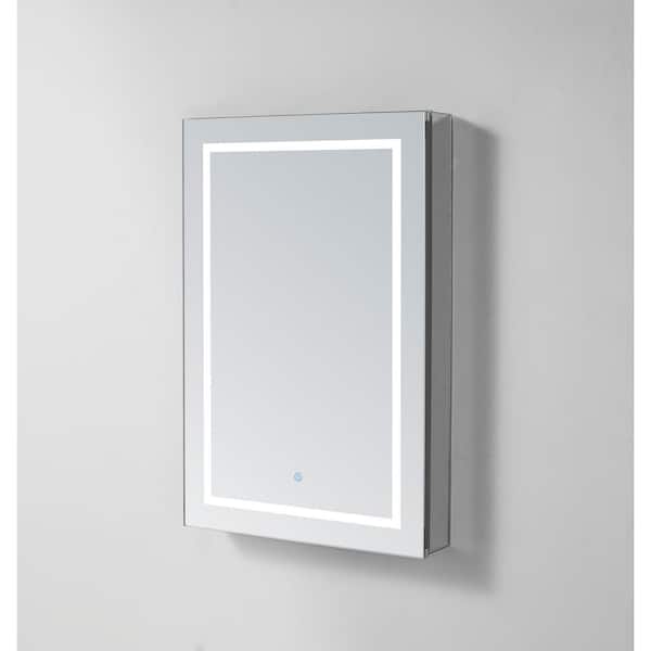 Aquadom Royale PlusV2 24 in. W x 30 in. H Recessed/Surface Mount Medicine Cabinet with Mirror, Single Door, LED, Left Hinge