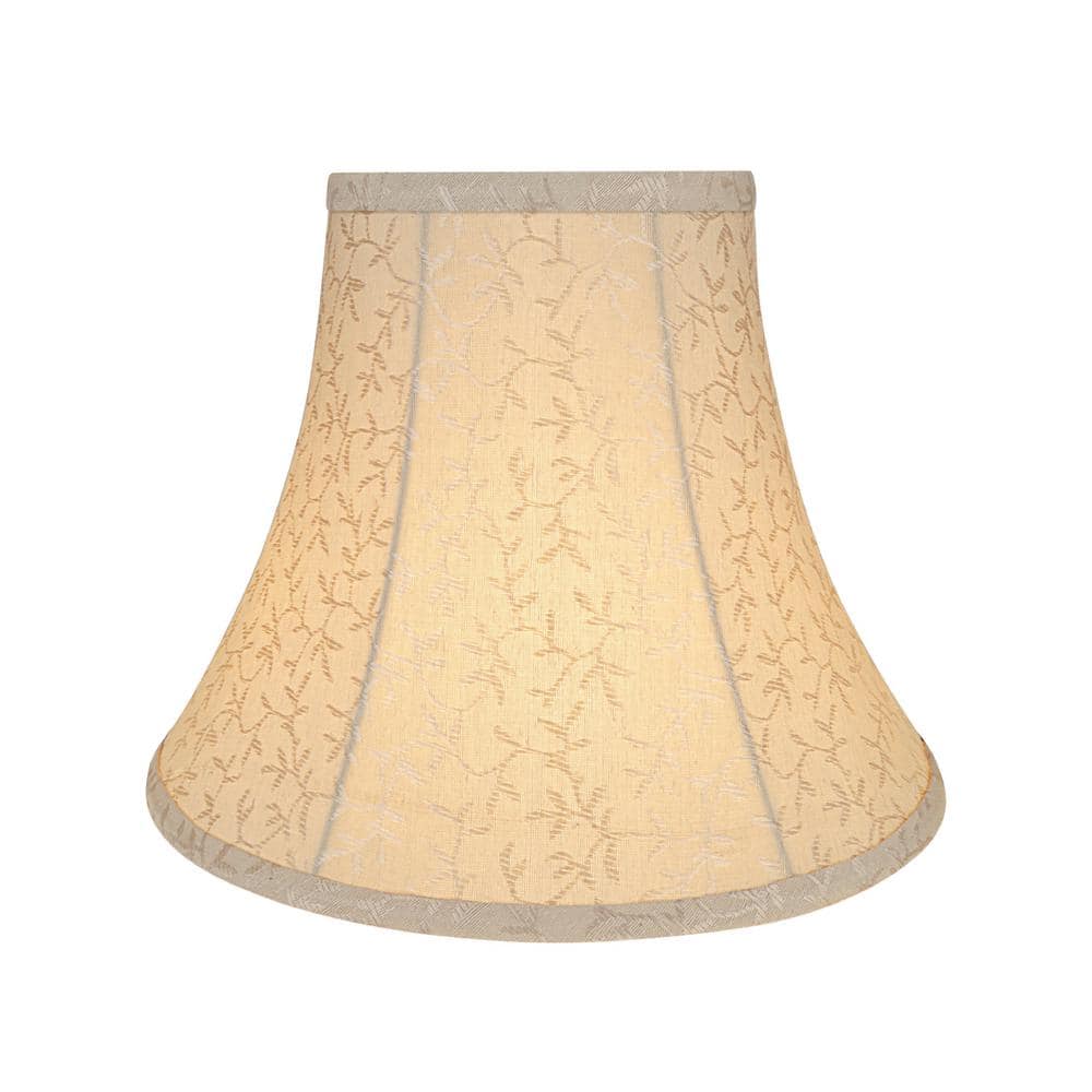 Beige Vine Leaf Fabric Bell Lamp Shade, 12" Wide