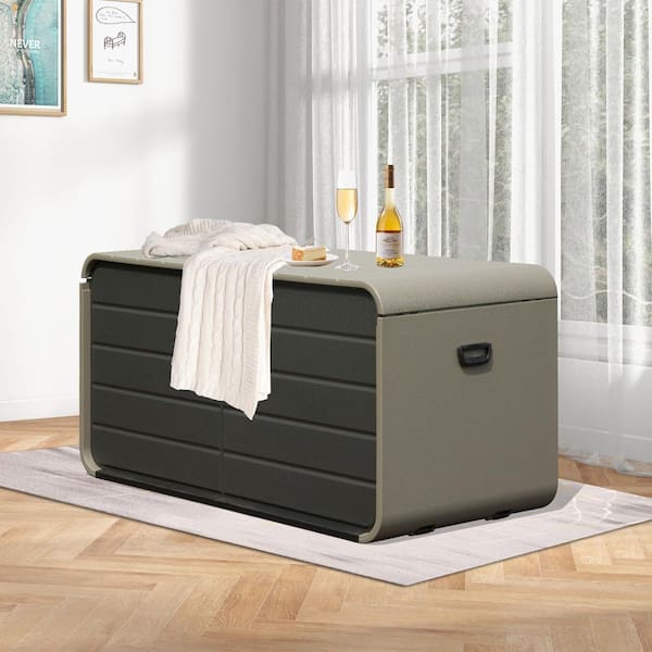 Ama pear Gray 200 Gal. All-Weather Large Resin Deck Box, Plastic