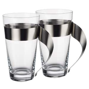 New Wave 16 oz. Clear Glass and Stainless Steel Macchiato Mug (Set of 2)