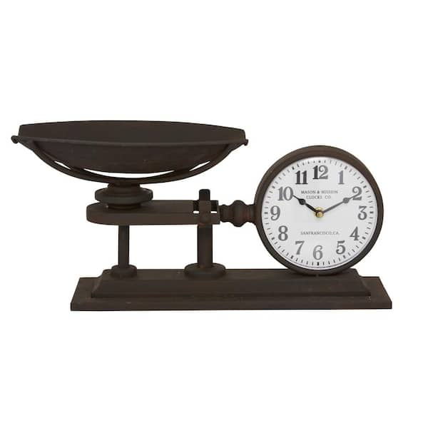 Litton Lane Black Metal Traditional Analog Tabletop Clock