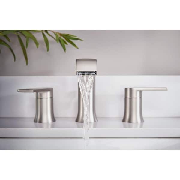 Genta 8 in. Widespread Double Handle Bathroom Faucet in Spot Resist Brushed Nickel(Valve Included)