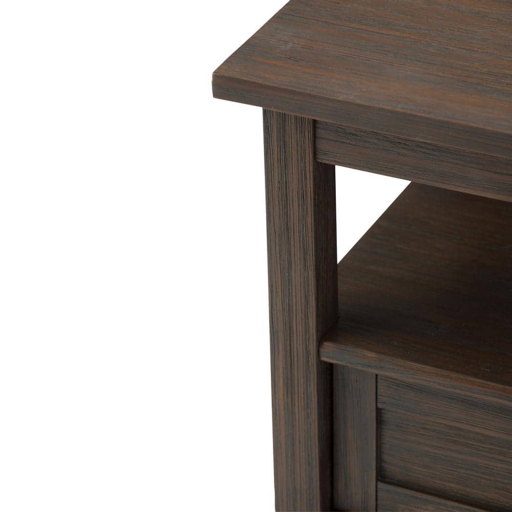 Farmhouse Brown Wood and Metal End Table with Storage