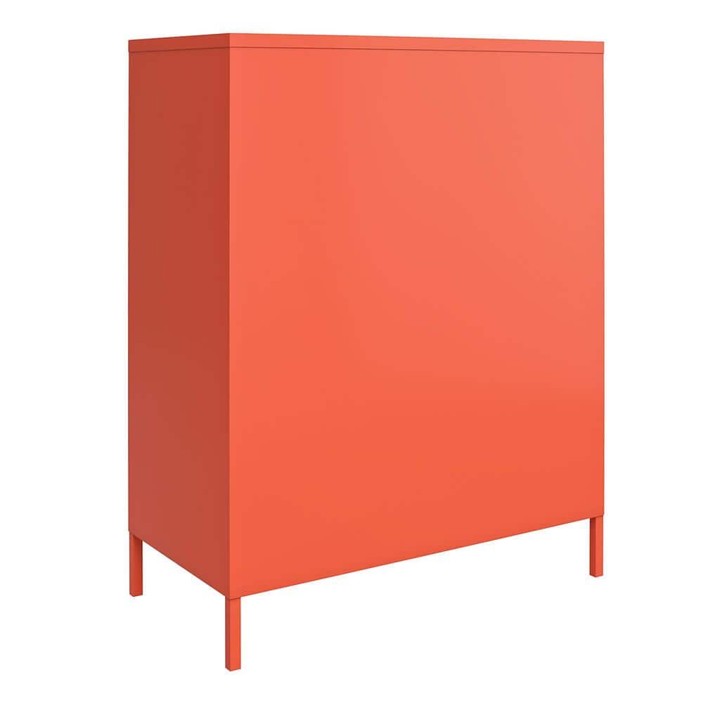 Novogratz Orange Metal Locker Style Storage Cabinet with Adjustable Shelves