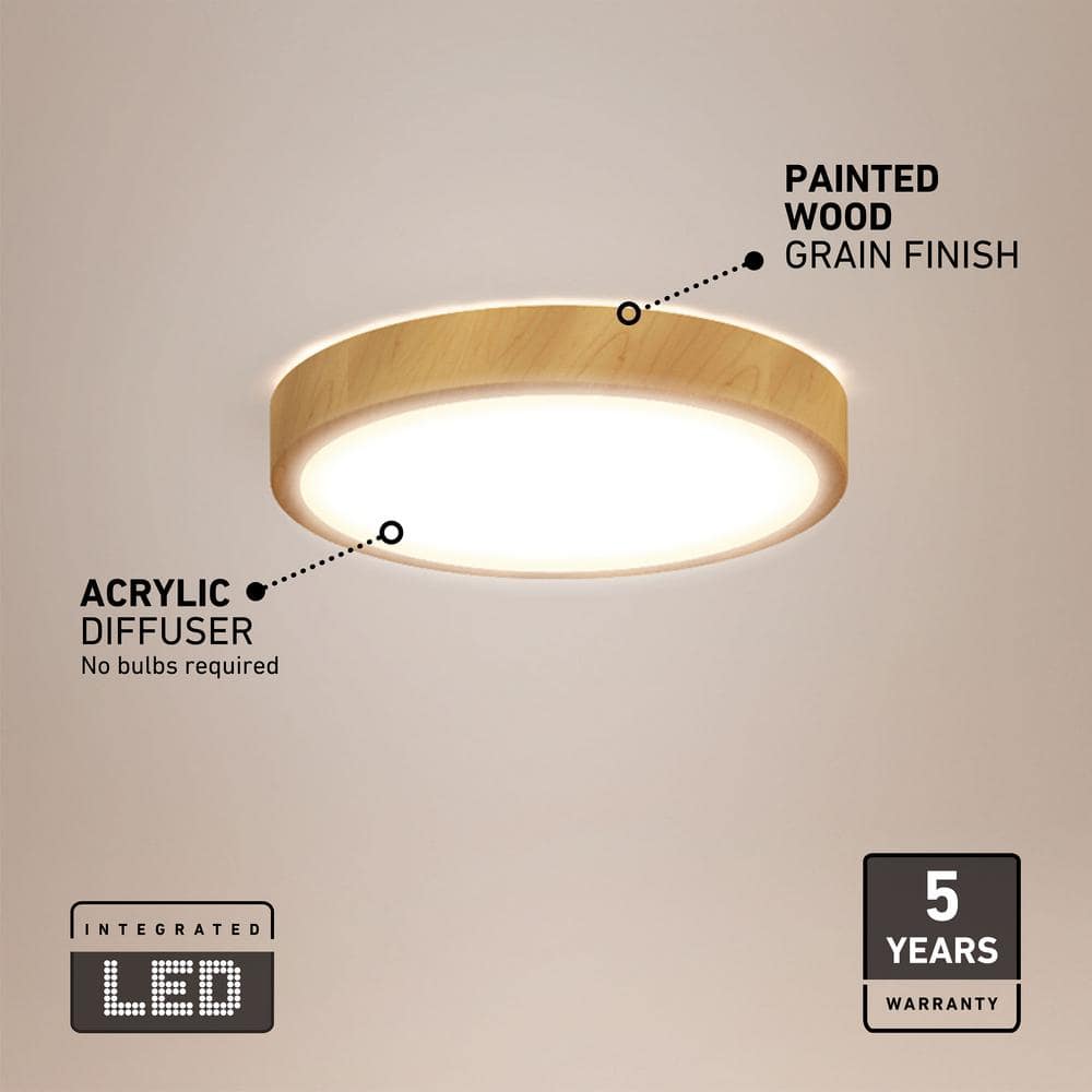 Dryad 15'' Wood and Aluminum LED Flush Mount Light