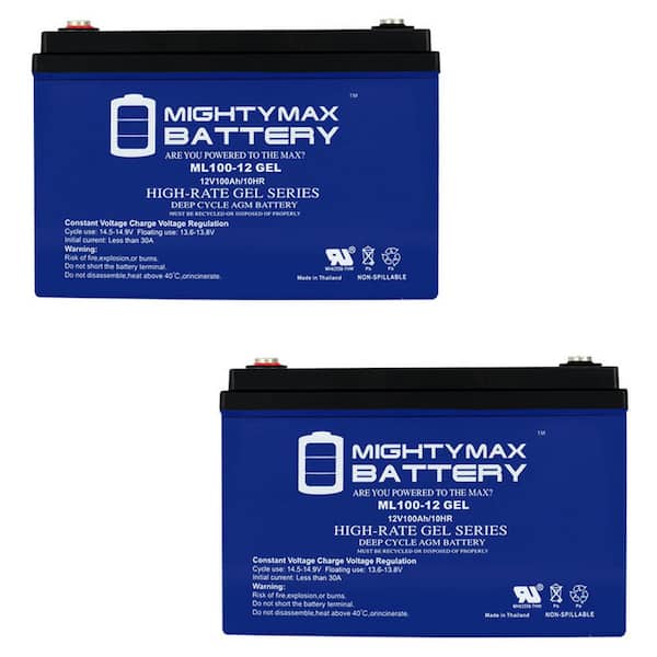 MIGHTY MAX BATTERY 12V 100AH GEL Replacement Battery Compatible with Deep RV Marine Solar System - 2 Pack